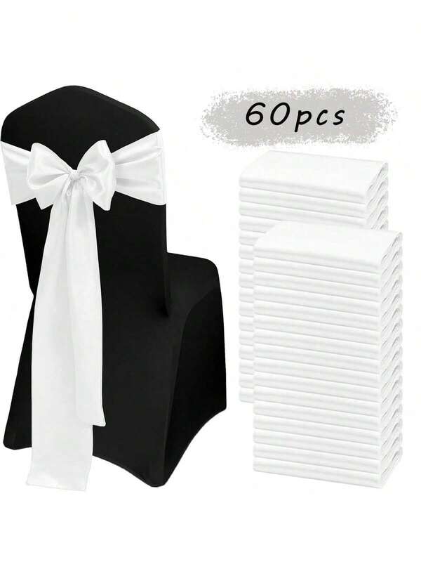 60 Pcs Face Chair Belt Bow Decoration Chair Set Chair Belt For Banquet Party Baby Shower Event Decorations (Multi Color Optional, 7 X 108 Inches)