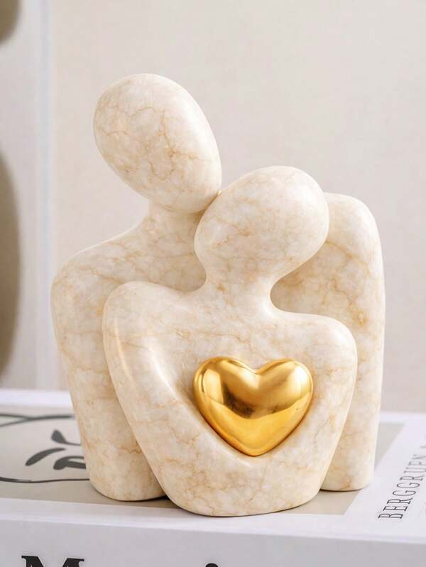 2pcs Mini Couple Statue (3.35 Inches), White Resin Decor, Suitable For Bedroom Shelf, Romantic Anniversary, Wedding And Valentine's Day Couple Gift