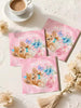 33*33CM/12.99*12.99IN Disposable Party Napkins Sweet Pink Orange Cat Theme MEOW+Watercolor Bouquet Orange Cat Print Suitable For Birthday Party Pet Cat Theme Party Afternoon Tea Party Decoration Napkins